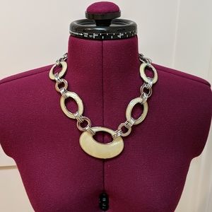 SOLD! Statement necklace in cream and silver